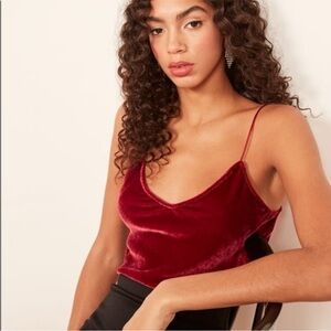 Reformation Velvet Camisole - Deep Red